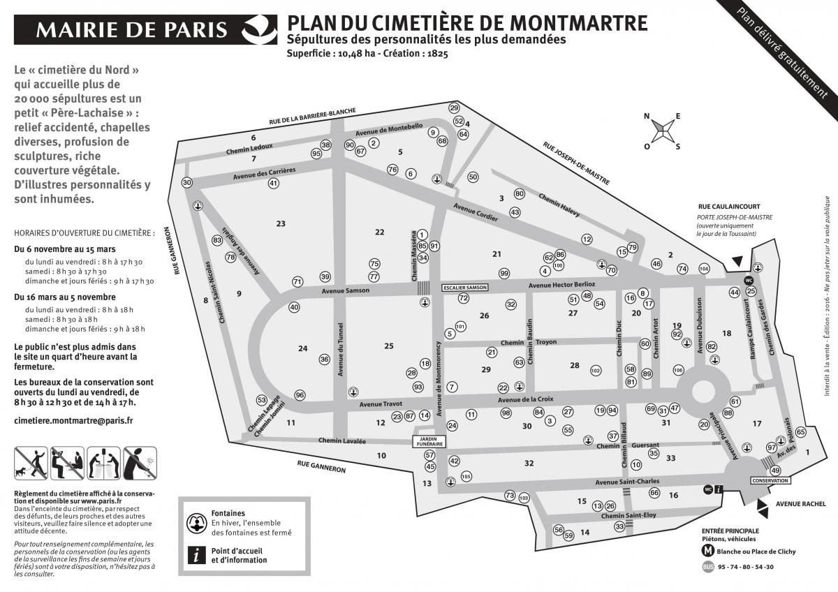 Քարտեզը գերեզմանոցի Montmartre
