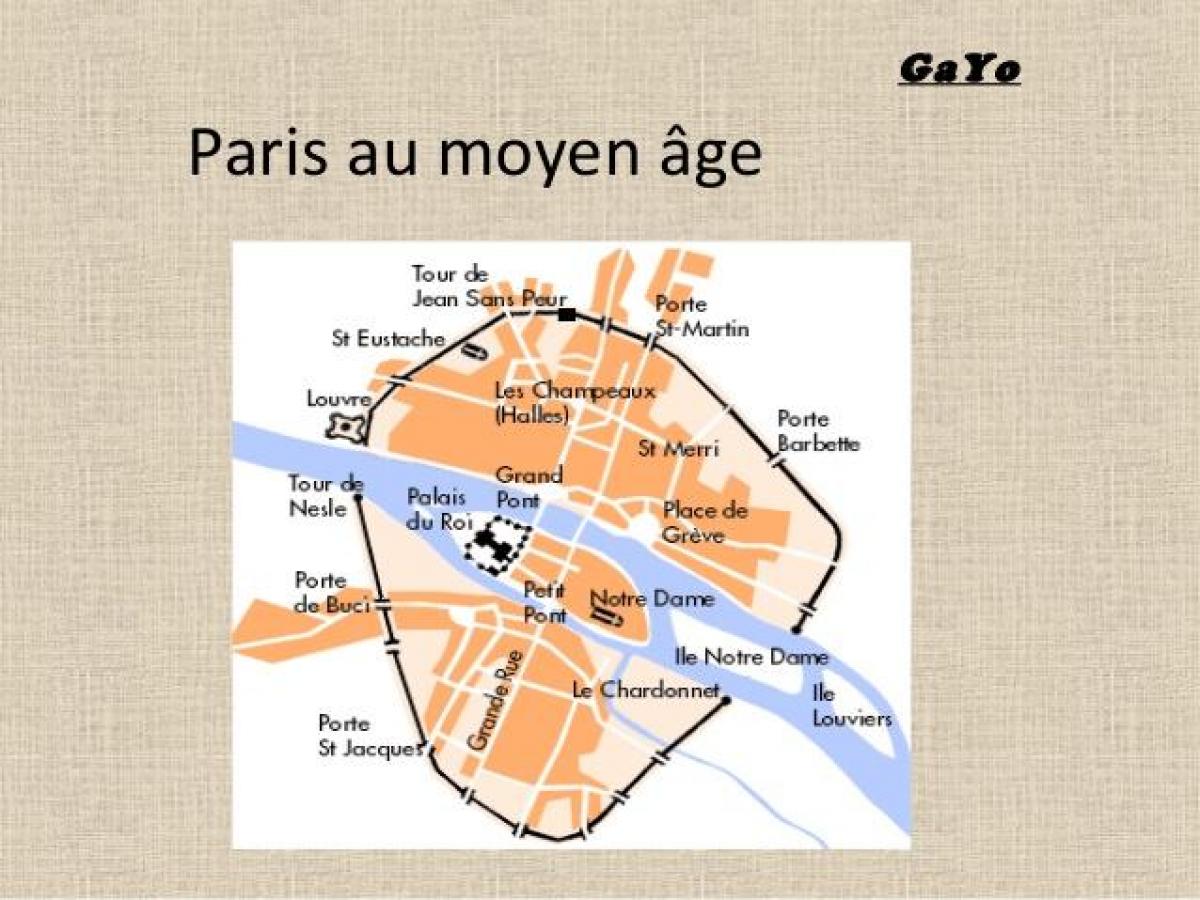 Քարտեզ Փարիզի միջնադարում