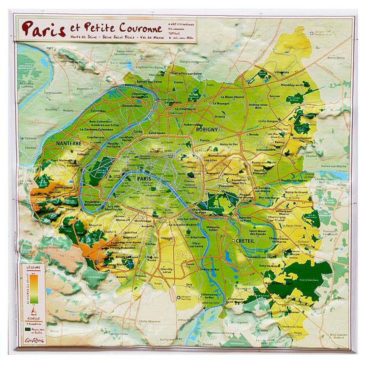 Ռելիեֆի քարտեզ Փարիզ