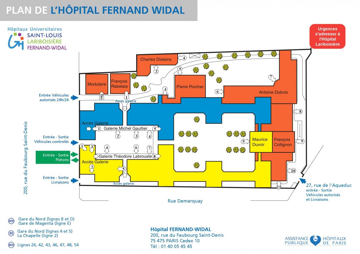 Քարտեզ Фернана-Վիդալին հիվանդանոցում