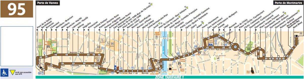 Քարտեզը ավտոբուսային Փարիզ գծի 95