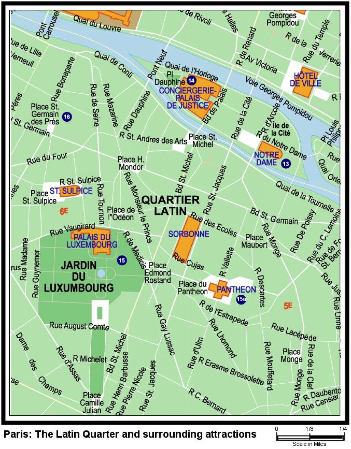 Քարտեզ լատինական թաղամասի Փարիզի