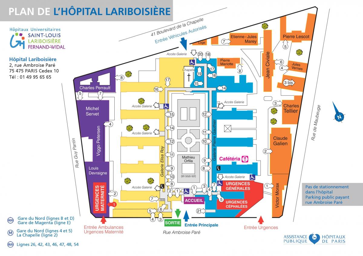 Քարտեզը հիվանդանոց Lariboisiere