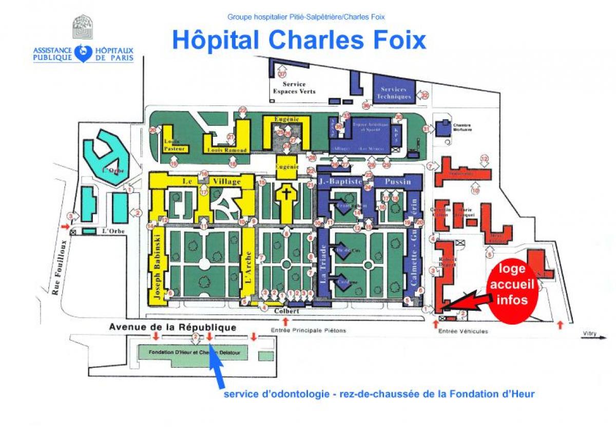 Քարտեզ Չարլզ-Foie հիվանդանոցում