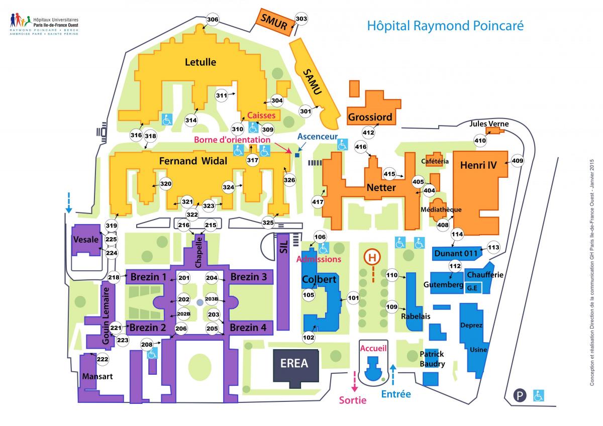 Քարտեզ Ռայմոն-Пуанкаре հիվանդանոցում