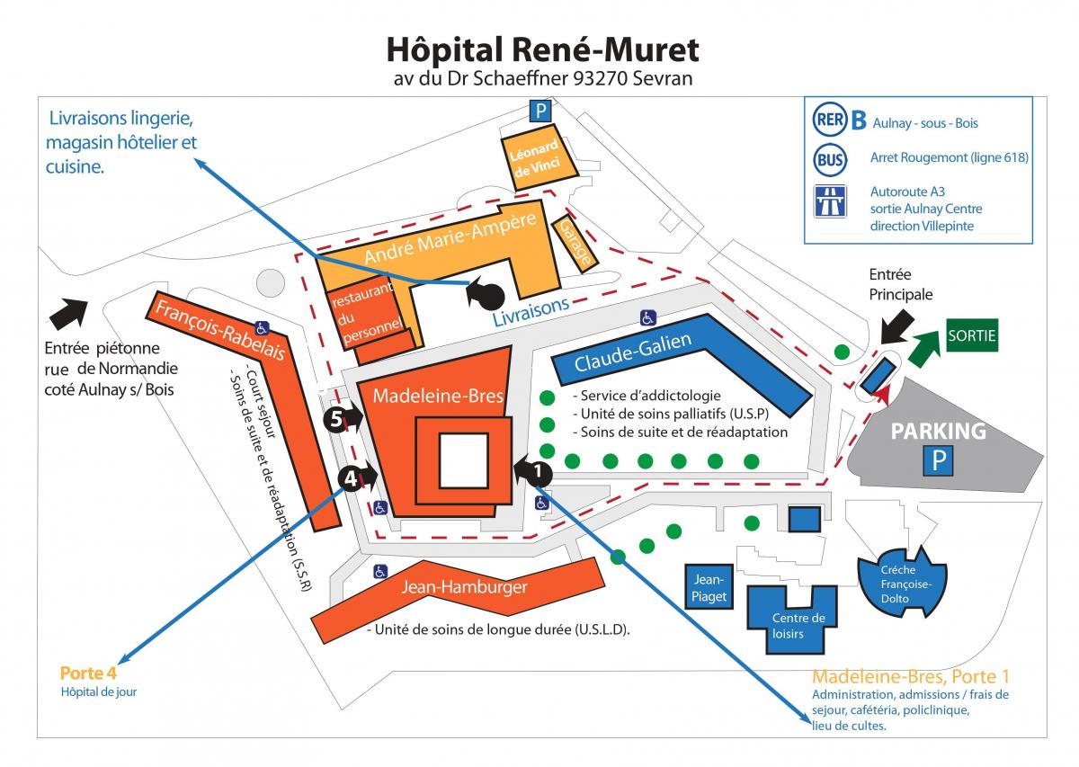 Քարտեզ Ռենե Muret հիվանդանոցում