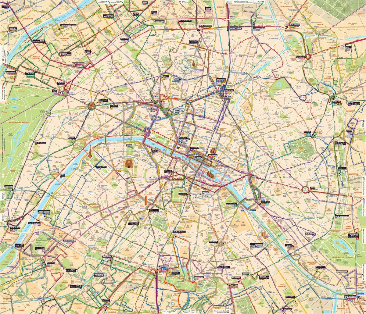 Քարտեզ Փարիզի ավտոբուսով