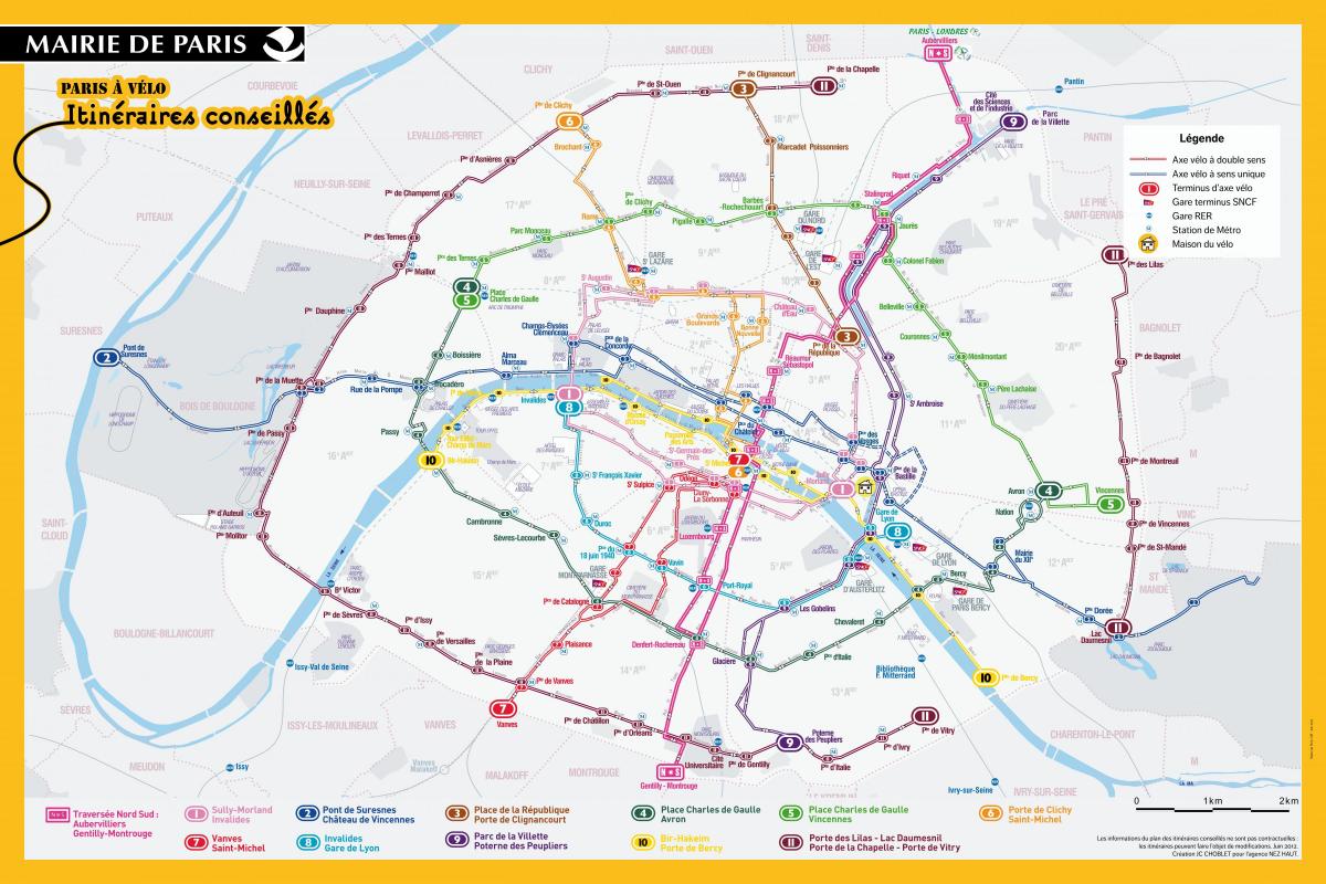Քարտեզ Փարիզի հեծանիվ