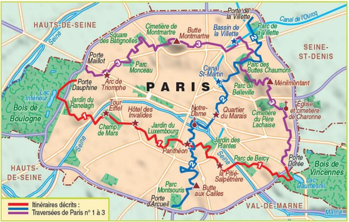 Քարտեզ Փարիզի ոտքով զբոսնելն