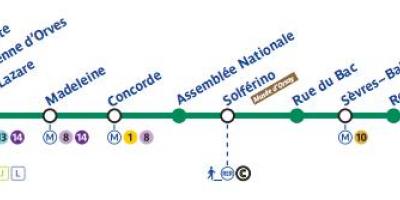 Քարտեզ Փարիզի մետրոյի գծի 12