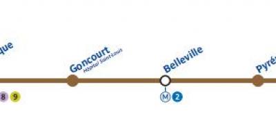 Գիծ քարտեզ Փարիզի մետրոյի 11