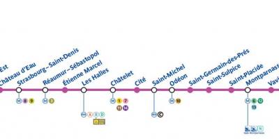 Քարտեզ Փարիզի մետրոյի գծի 4