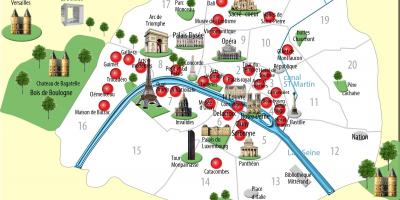 Քարտեզ Փարիզի հուշարձանները